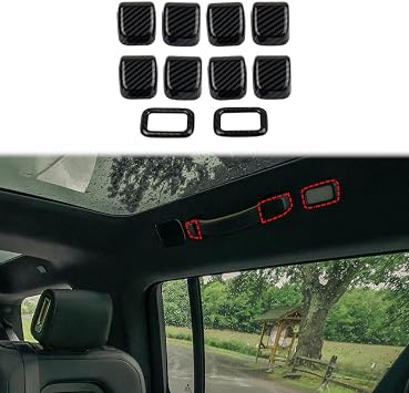 Carbon Fiber Style Roof Handles Cover Rear Reading Light Trim for Rivian R1T R1S