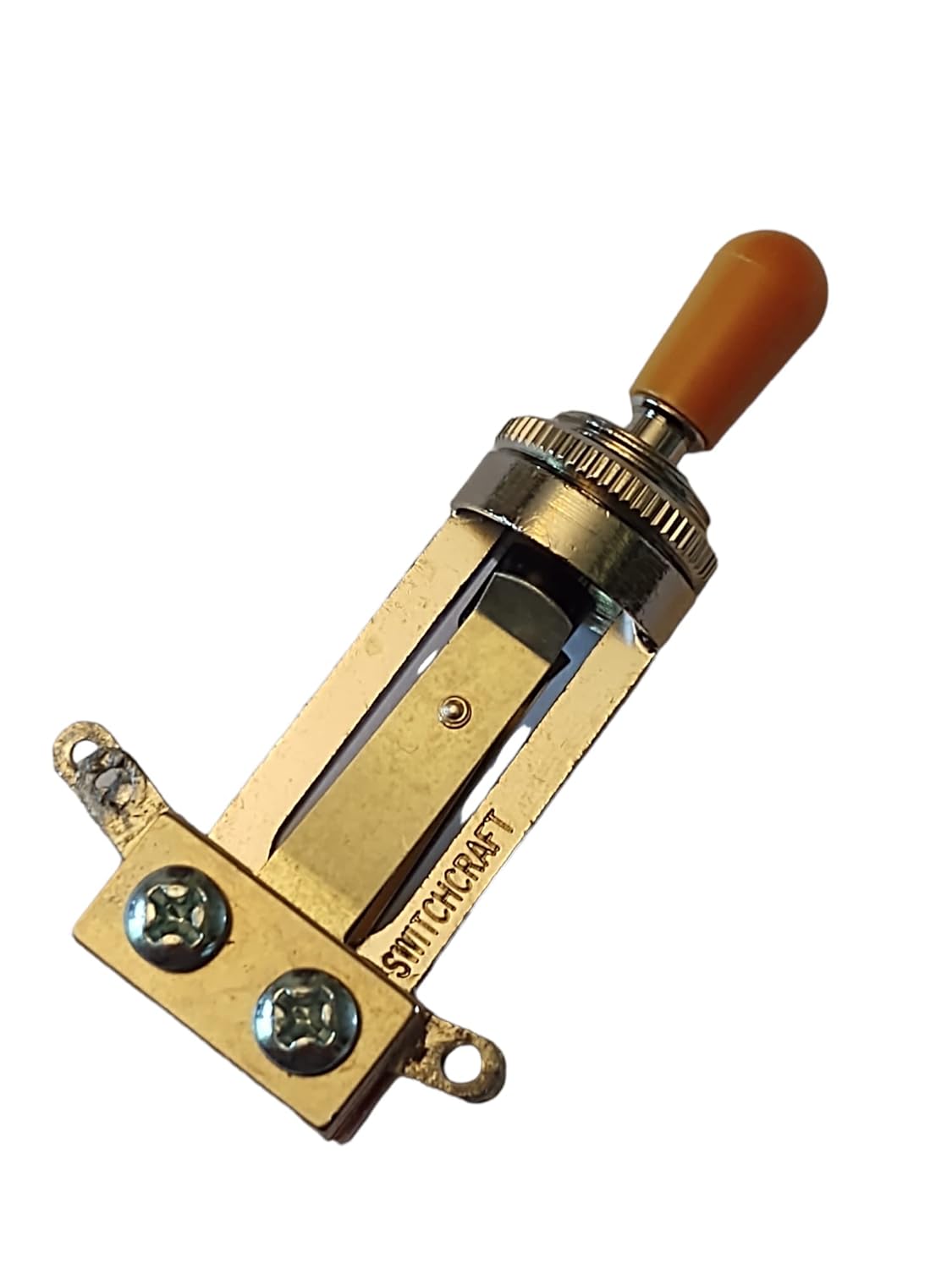 Switchcraft Long Straight 3-Way USA Toggle Switch for Les Paul - Nickel with Amber Tip