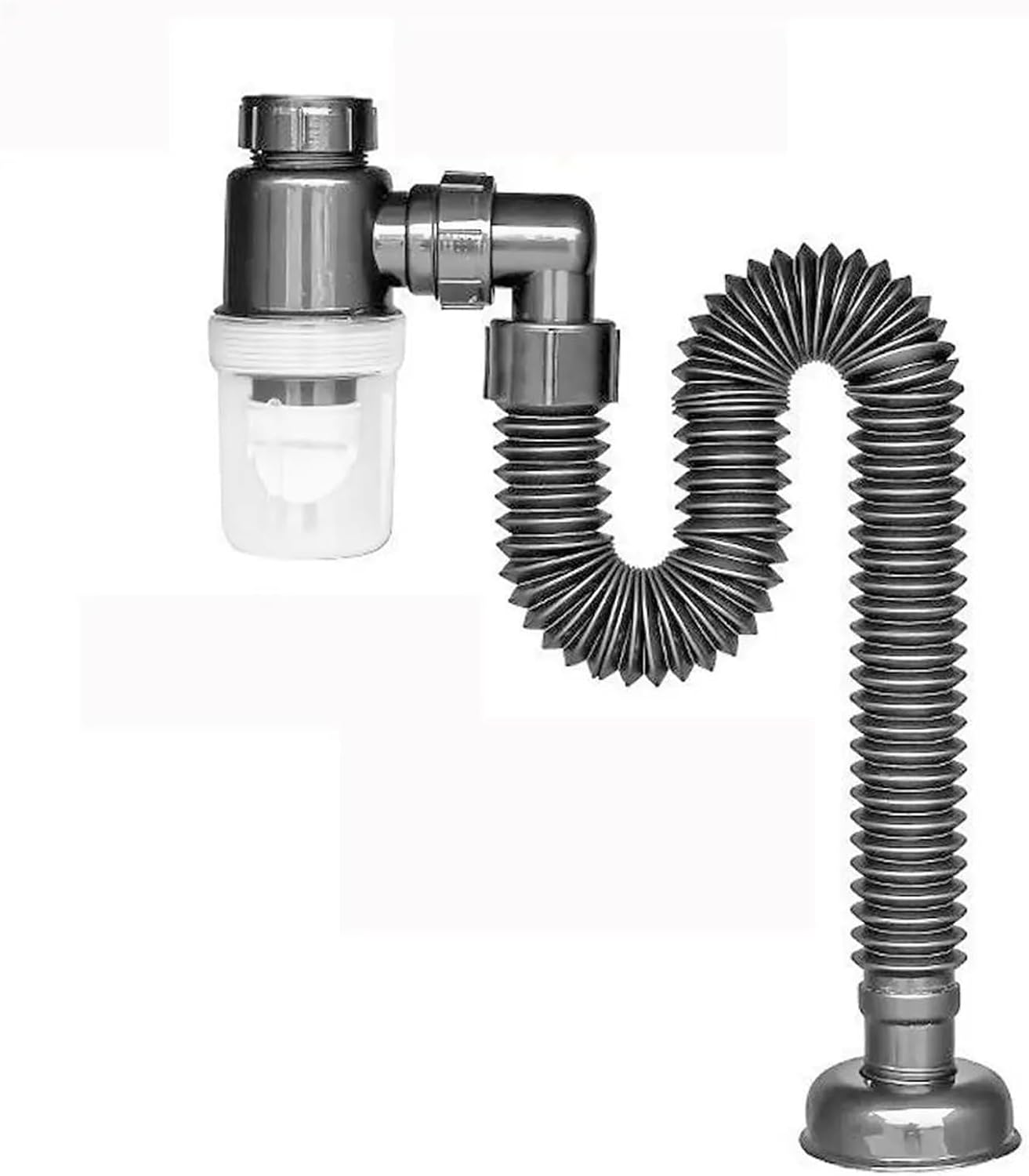 Universal Flexible Sink Drain Pipe Set Retractable Deodorant Drainage Tube Basin Installation for Kitchen Bathroom Accessories(Gray)