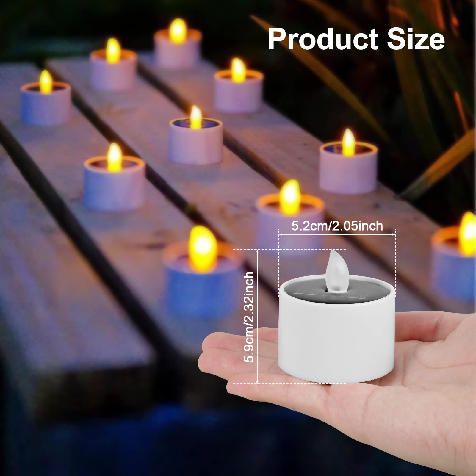 Candele solari per esterni, 6 candele a LED a energia solare, per esterni, impermeabili, senza fiamma, per giardino, balcone, lanterna, matrimoni e decorazioni per la casa (A