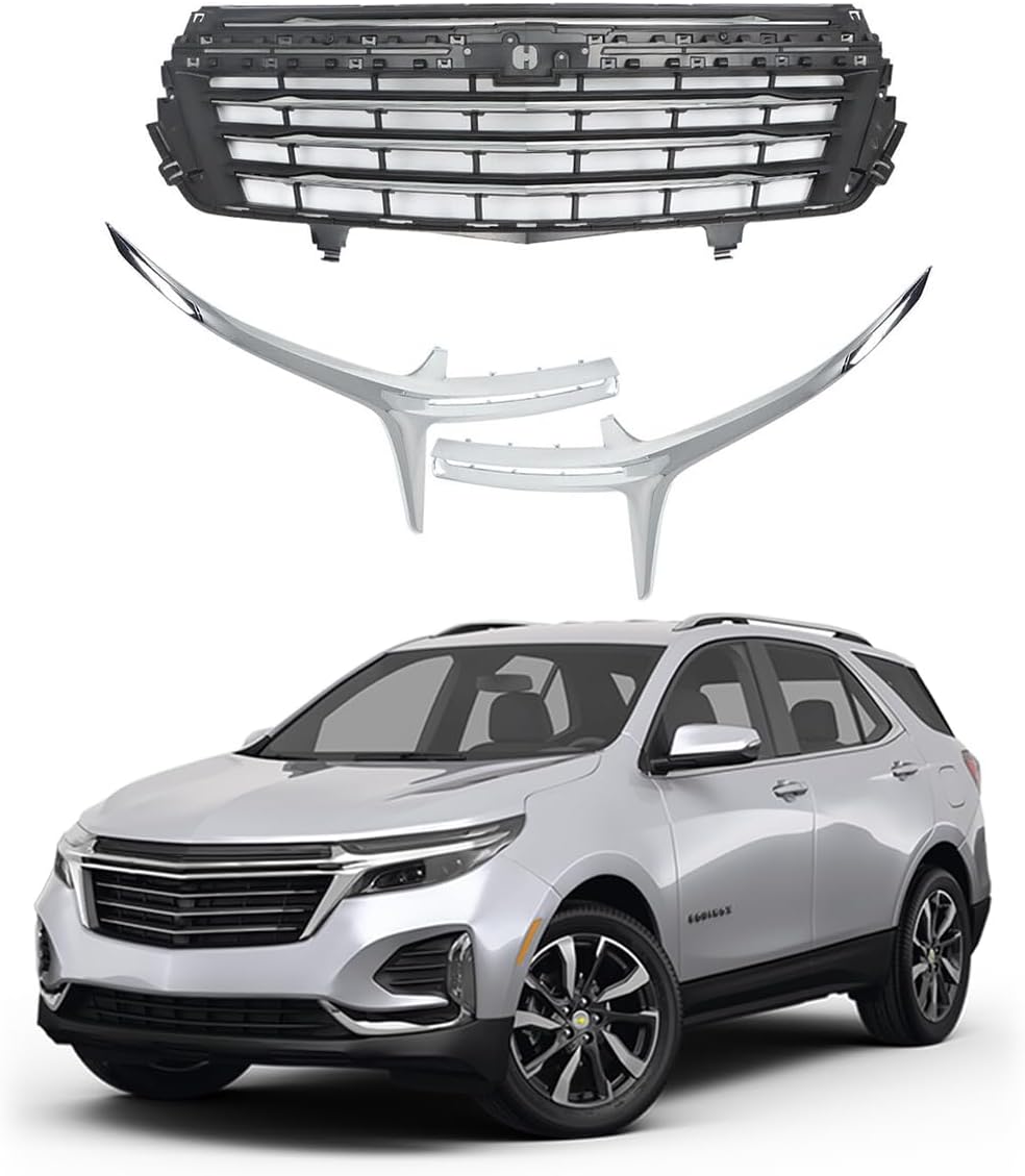 Front Bumper Upper Grille Chrome & Black Fit For Chevy Equinox 2022-2023