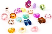 AIDSOHOME 20PCS Colorful Acrylic Rhinestone Stackable Chunky Rings for Women - Trendy, Adjustable, Lightweight Gift Set