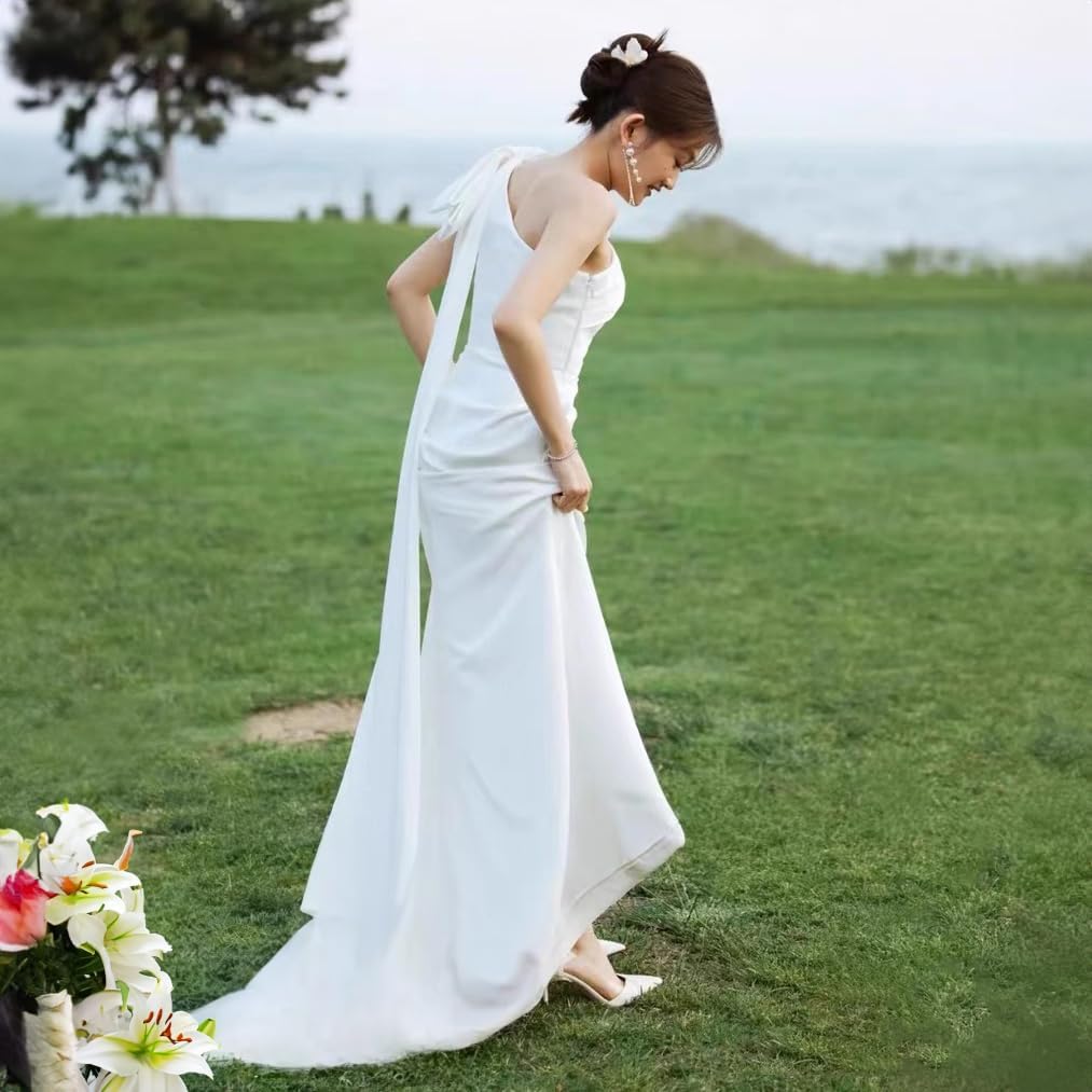 R-QINYUER] ウェディングドレス ドレス白 前撮り 二次会ドレスホワイト  