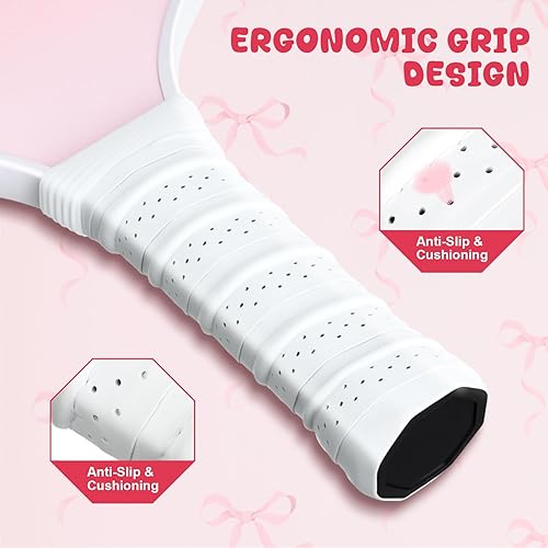 Miniatura 4 de Vinsot Juego de 2 palas de fibra de vidrio con 1 bolsa de transporte, raqueta ligera con agarre ergonómico para jugadores de todos los niveles,