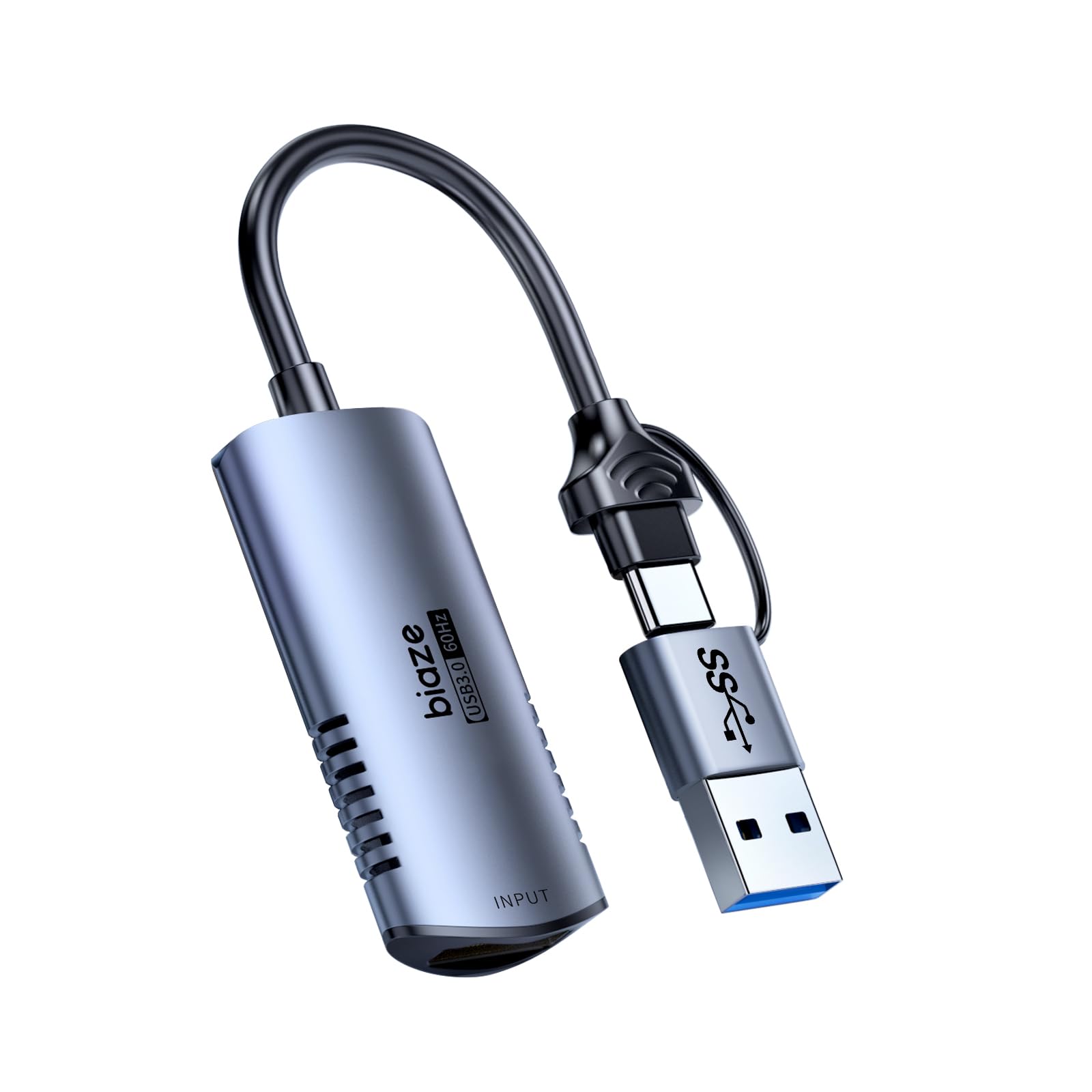 Video Capture Card, 4K HDMI to USB/USB C Capture Card 1080P 60FPS Video Capture Device for Streaming Game Recording Compatible with PS5, Switch,