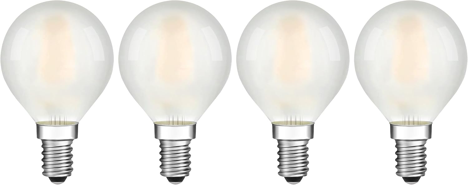 Dimmable Globe Frosted G15 E12 LED Bulbs- 40 Watt Equivalent Ceiling Fan Light Bulbs- 4W Edison Bulb 4000K Neutral White- Round Small Filament Lamp Bulbs for Chandelier, Bathroom Vanity- 4 Pack