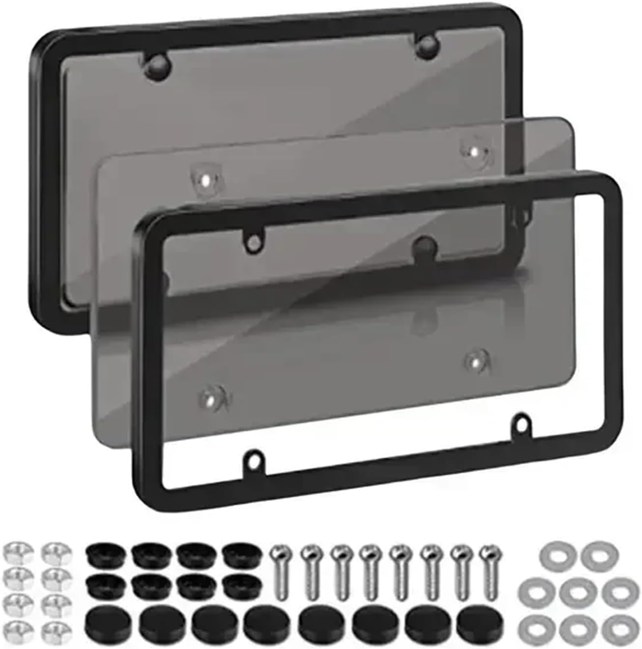Universal 1/2PCS American License Plate Frame with Screws Number Car 6Inchx12inch for Truck Vehicles Auto(Black)