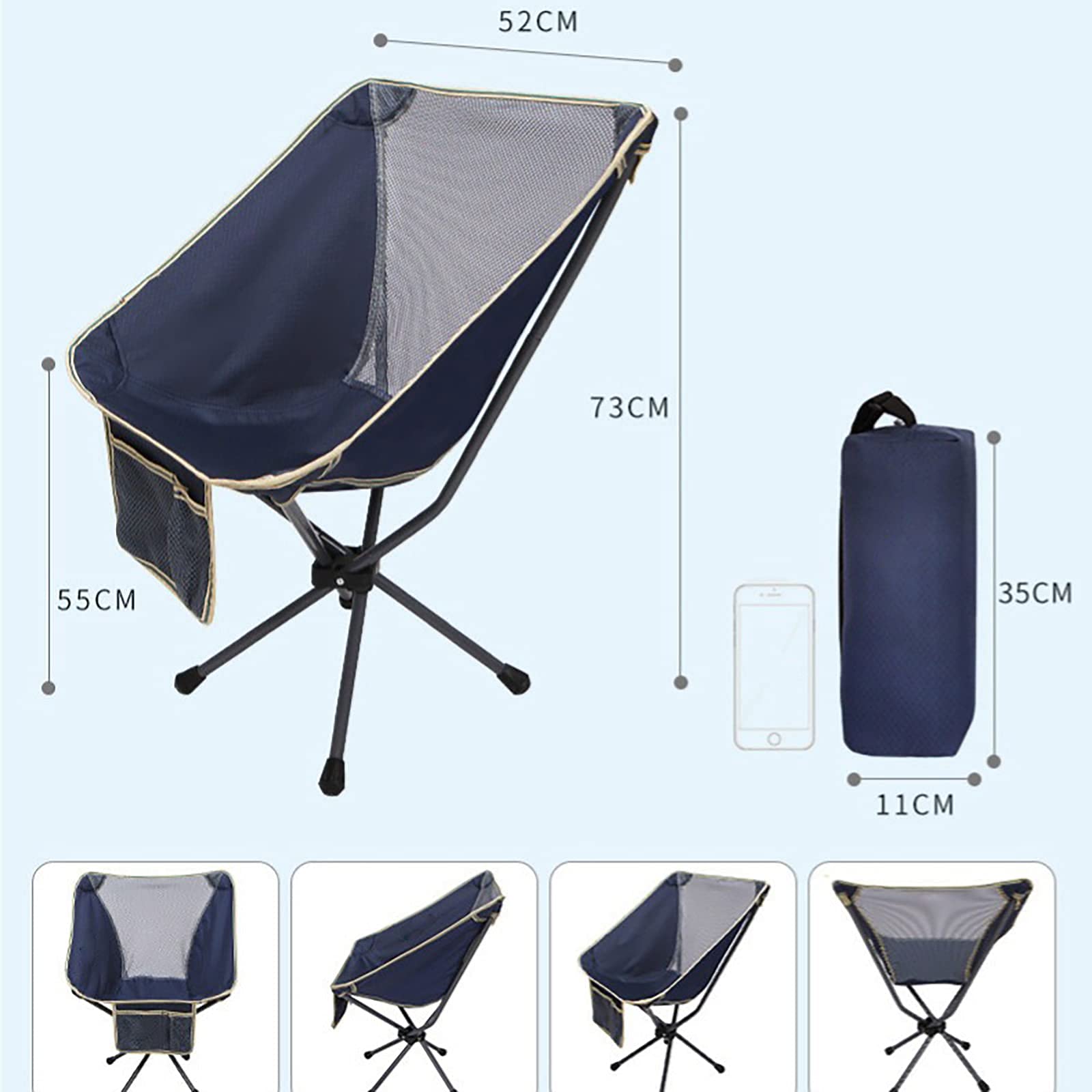 Sedia da campeggio pieghevole ultraleggera portatile, ideale