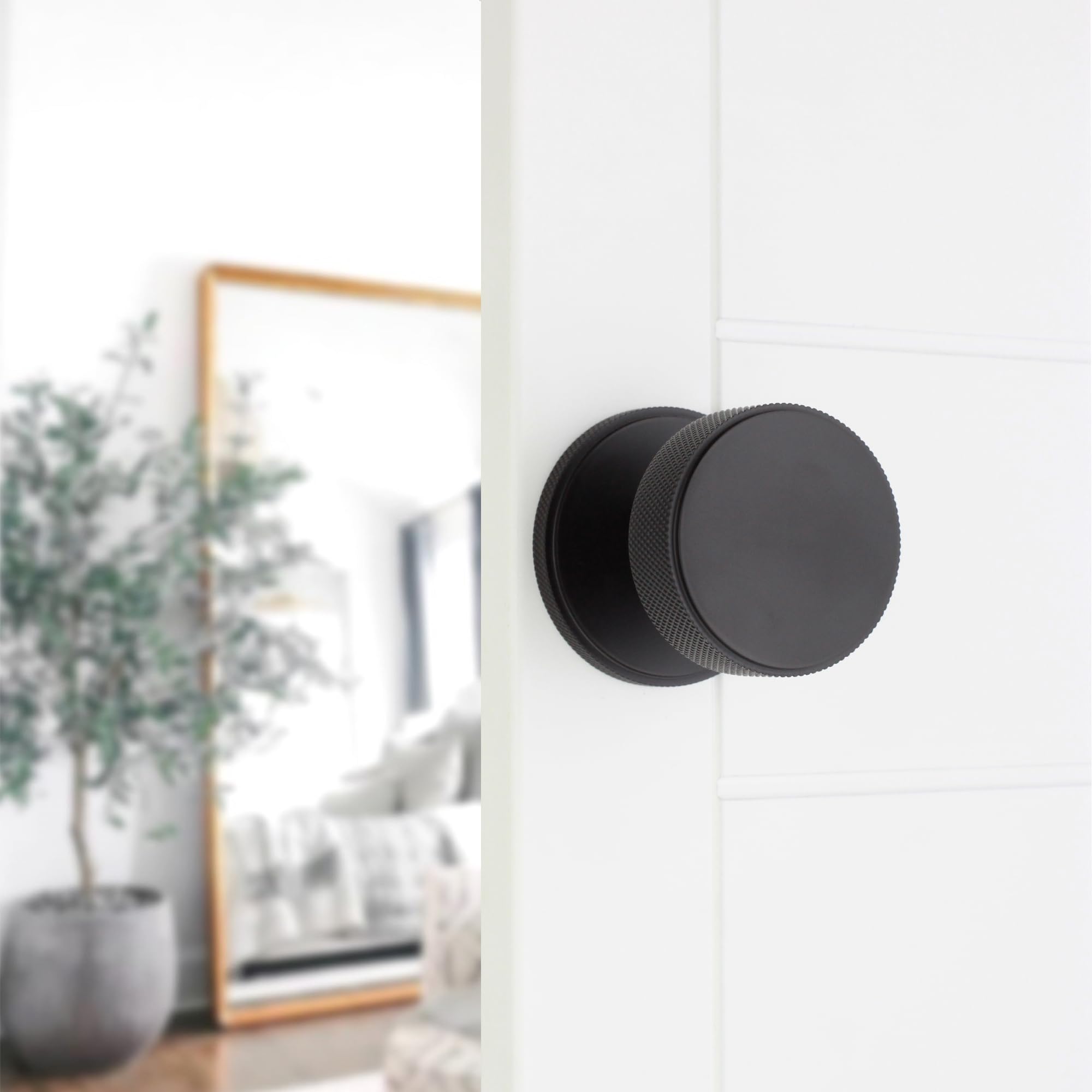 Infinity Decor Set di maniglie per mortasa moderne con design zigrinato, per porte interne, 55 mm, in ottone satinato, finitura nera opaca (nero opaco)