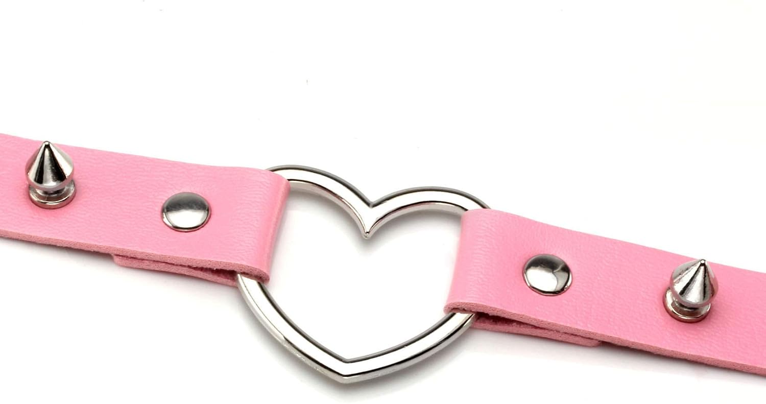 Cool Love Heart PU Collare in Pelle Collana Bigiotteria
