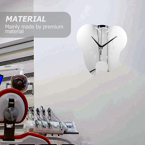 Miniatura 2 de SUPVOX Reloj de pared decorativo para el hogar con forma de diente, decoración de acrílico silencioso, decoración retro