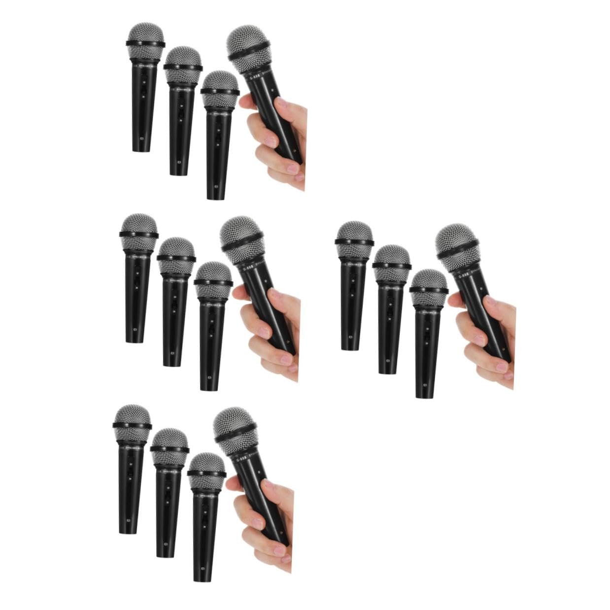 UPKOCH Micrófonos de Juguete Interactivos para 4 Piezas Modelo Simulado Negro Accesorios para Fiestas Infantiles y Actuaciones en Escenario Juguetes Electrónicos de Karaoke