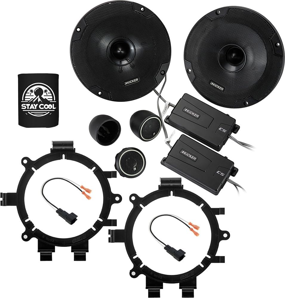 KICKER Speakers 6.5 inch for Chevrolet Silverado 1999-2006 Upgrade Kit - Pair of CS Series with Adapters and Harness, Component 6 1/2 Car Audio Front Door Speaker for Chevy CSS65, 46CSS654