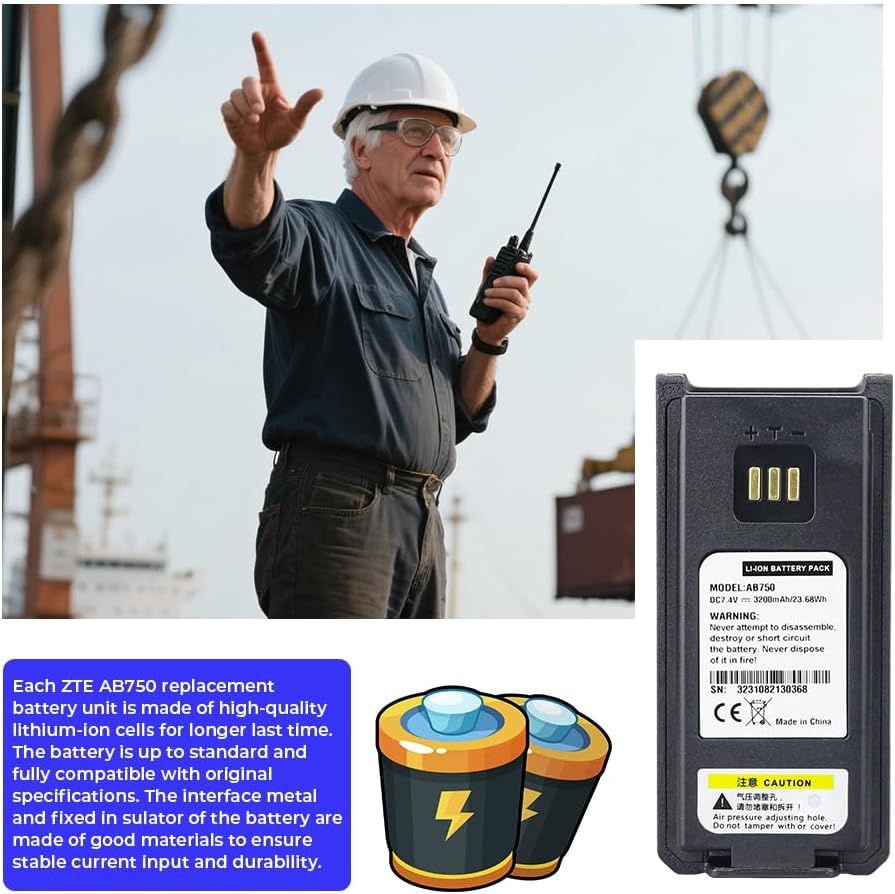 New 3200mAh AB750 Replacement Battery for ZTE GH650 PH700 PH790 Z9 PDT/DMR Digital Walkie Talkie