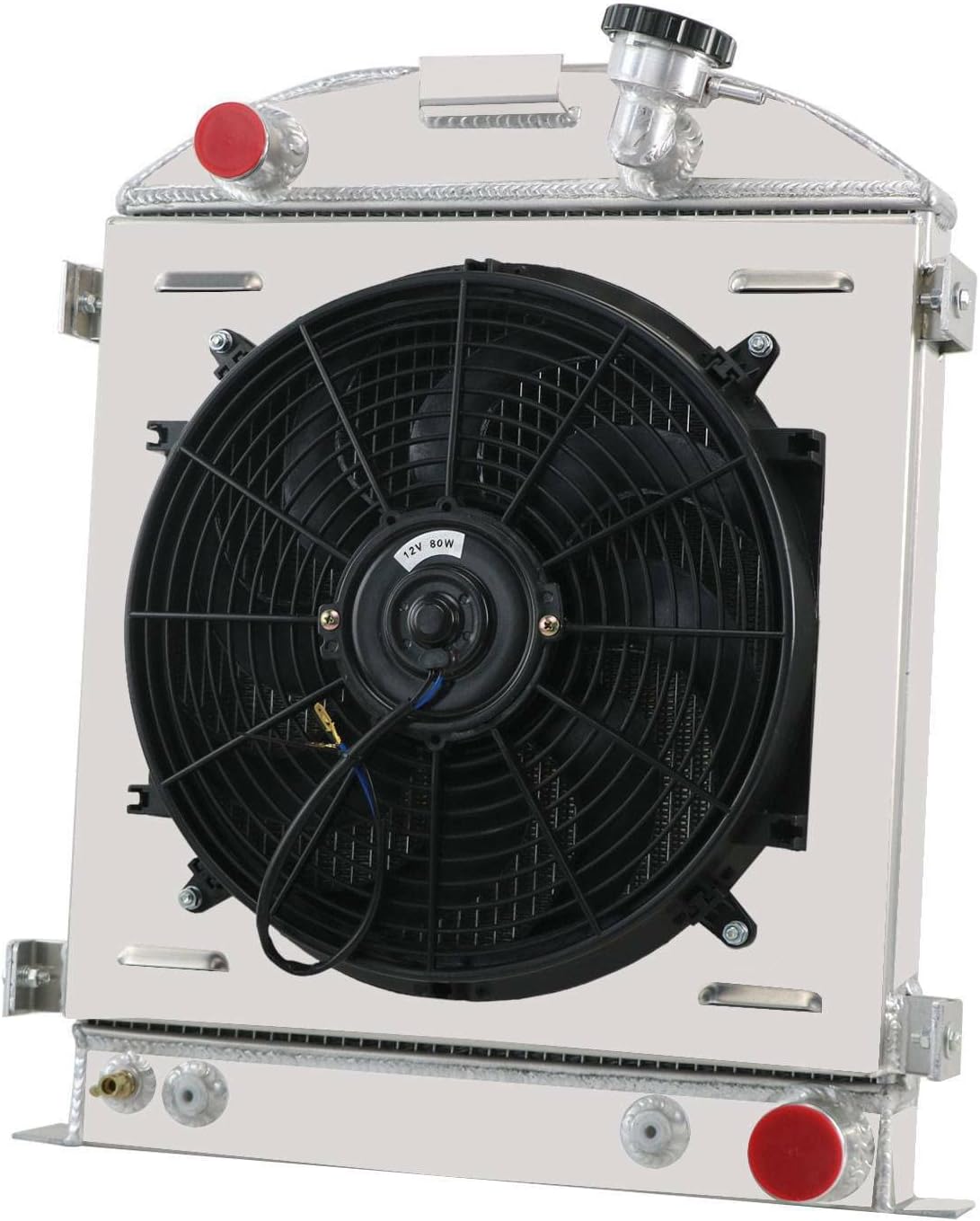 4 Row Radiator+Shroud+14''Fan Relay for 1930-32 Ford Chopped Model A Chevy V8