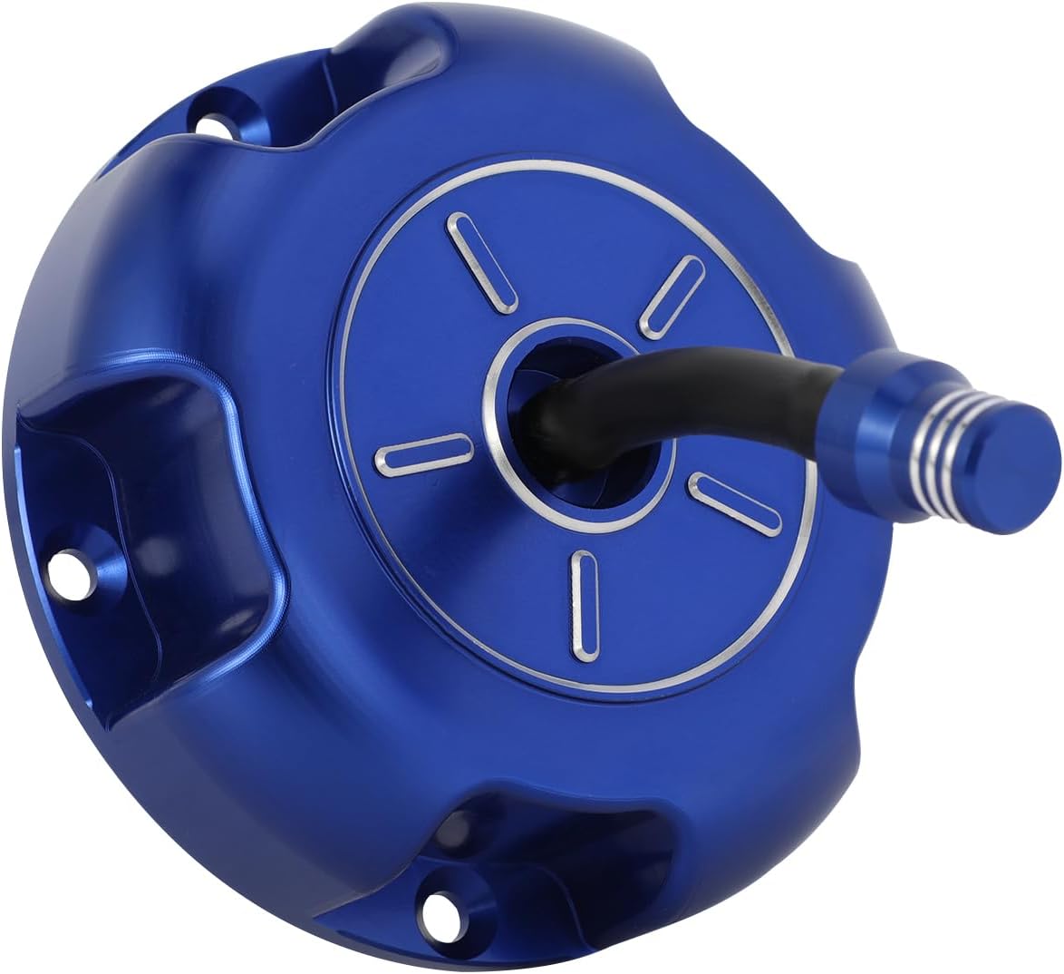 ATV Gas Cap CNC for YFZ 450 YFZ450R 2009-2025 YFZ450 2004-2009 2012-2013 YFZ450X 2009-2011 Blue,Aluminum Venting Solid CNC-Machined Aluminum Built-In One-Way Vent Leak-Proof Flexible Gasket