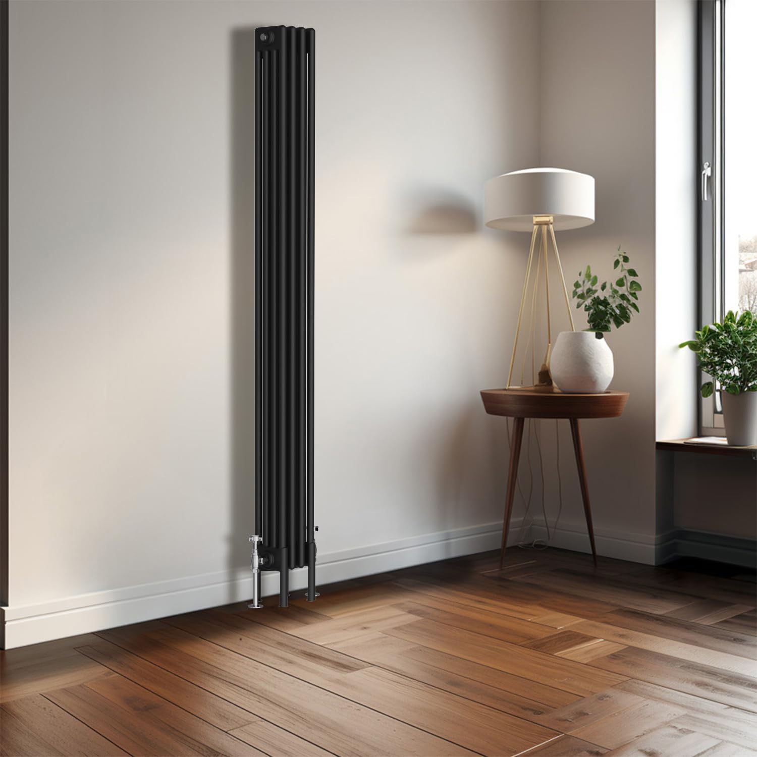 Blümme Traditional 1800 x 200mm Vertical Cast Iron Radiator Central Heating Radiators Four Column Black