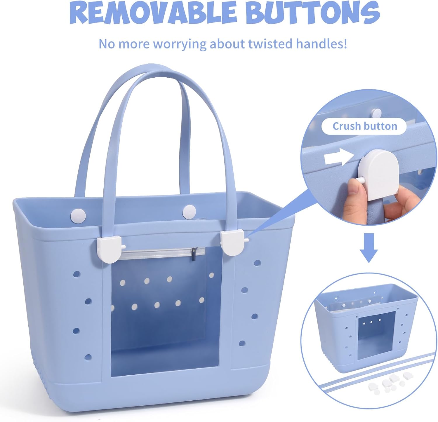 Small Rubber Beach Bags for Kids, Waterproof Sandproof Rubber Tote Bags Pool Bag for Travel, Boat, Sport - Image 5