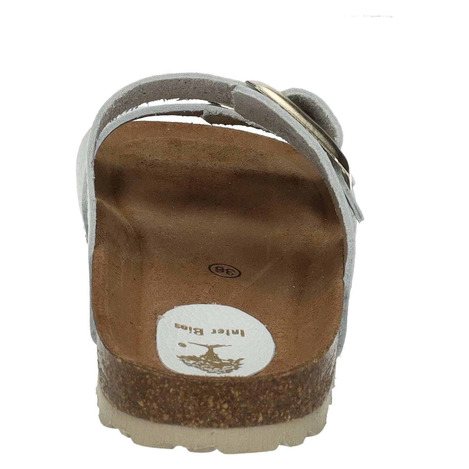 Inter Bios 7232 Sandalias de Mujer Piel Blanca, con Dos Hebillas Ajustables y Suela de Corcho Mujer Sandalias