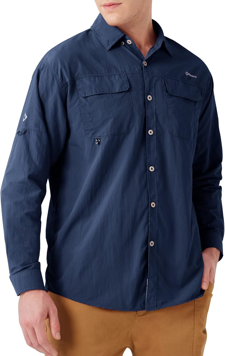 NAVISKIN Men's Sun Protection Fishing Shirts UPF 50+ Long Sleeve Sun Shirts for Men PFG Hiking Travel Camping - Image 2