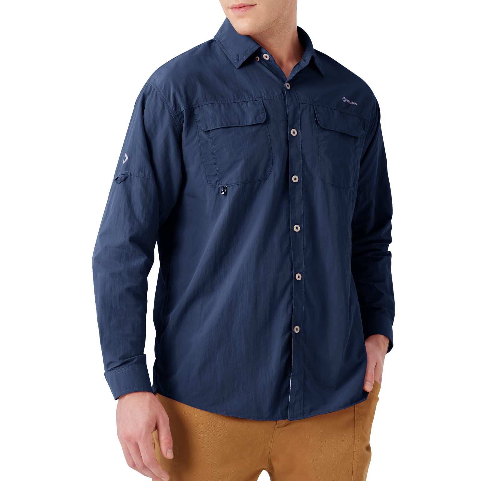 NAVISKIN Chemise de protection solaire pour homme UPF 50+ à manches longues pour homme, PFG, randonnée, voyage, camping