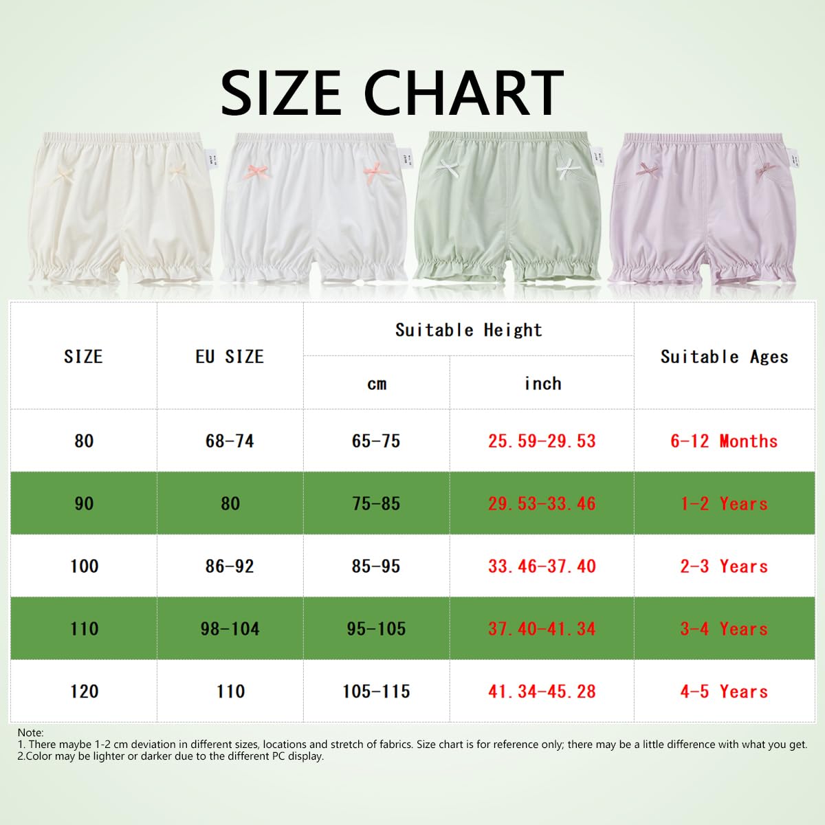 Lot de 2 Short Bloomer en Coton Bébé Fille Couvre-Couche Mignon à Volant Nouveau-Né Culotte sous-vêtements Souple Confortable Pantalon Court Respirant pour Tout-Petits Enfant 6 Mois-5 Ans