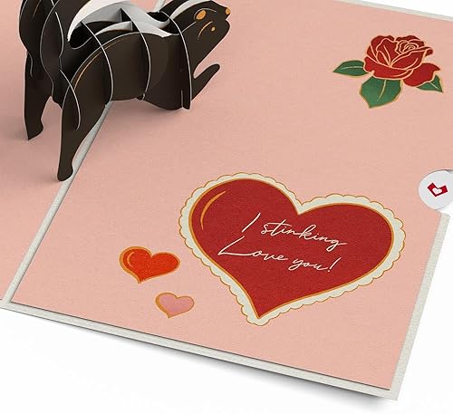 Miniatura 3 de Lovepop Stinking Love You Skunk - Tarjeta desplegable para el día de San Valentín, divertida tarjeta de felicitación 3D, tarjetas románticas de