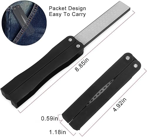 Miniatura 3 de Afilador de cuchillos plegable, de grano 400/600, afilador de cuchillos de bolsillo con forma sectorial de doble cara, piedra de afilar cuchillos
