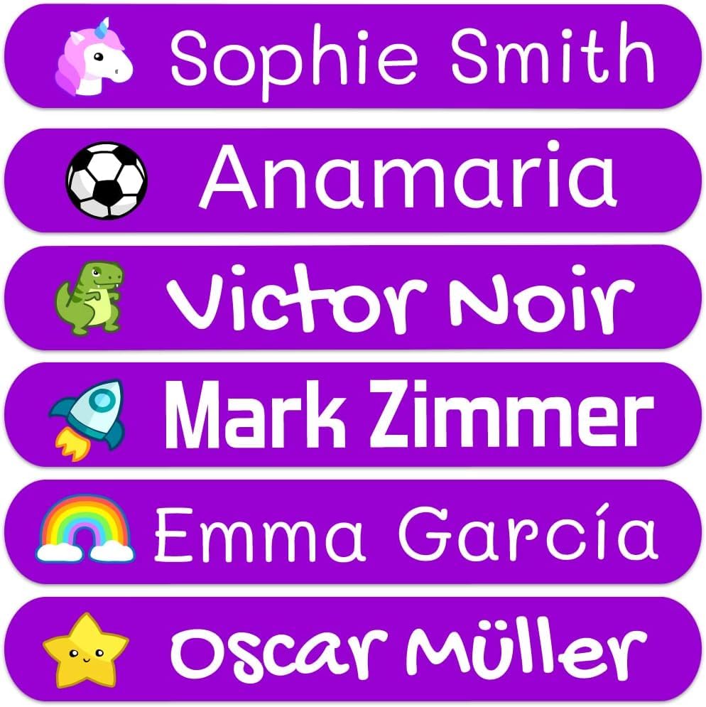 200 Personalized Name Stickers for Children. Adhesive Labels for School, Kindergarten, Books, Toys, and Tupperware. Waterproof Labels Measuring 2.3 x 0.4 in