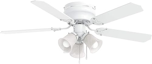 Inlight Ventilador de techo clásico de 42 pulgadas con cadena de tracción y 3 luces 5 cuchillas de madera y motor reversible de 3 velocidades