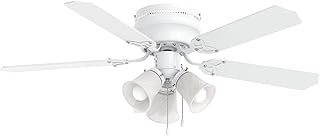 Inlight Ventilador de techo de perfil bajo con 3 luces LED y control de cadena de tracción, 42 pulgadas Decoración del hog...