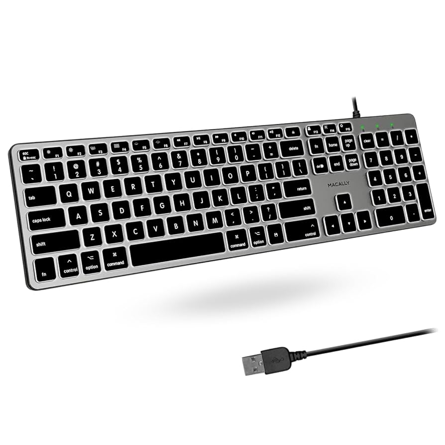 Amazon | MACALLY バックライト付きMacキーボード 有線 - 静かで