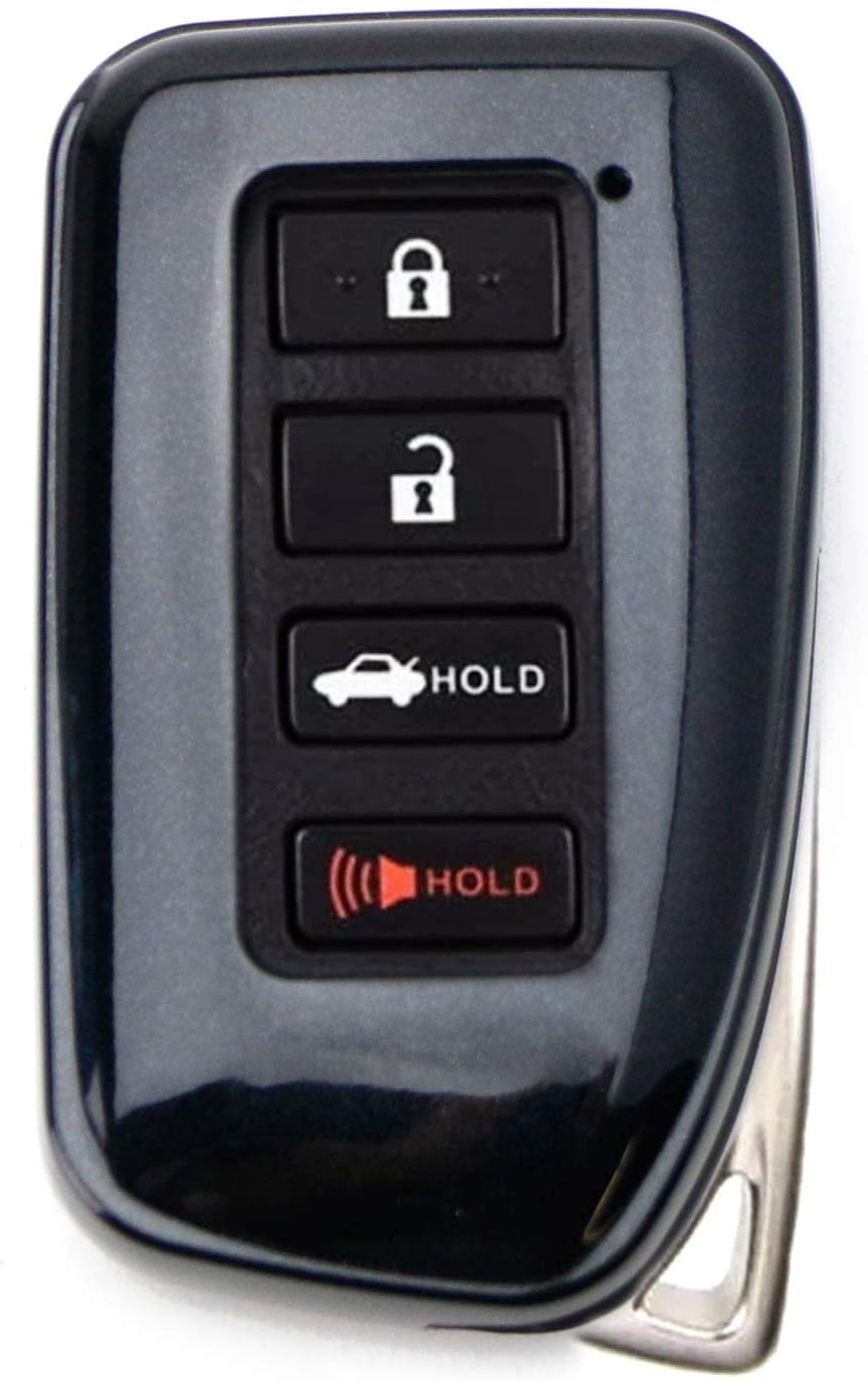 iJDMTOY Black Gloss Finish Hard Shell Key Fob Cover Case, Compatible With 2nd Gen Lexus IS ES GS RC NX RX LX 200 250 350 4-Button Smart Key Fob