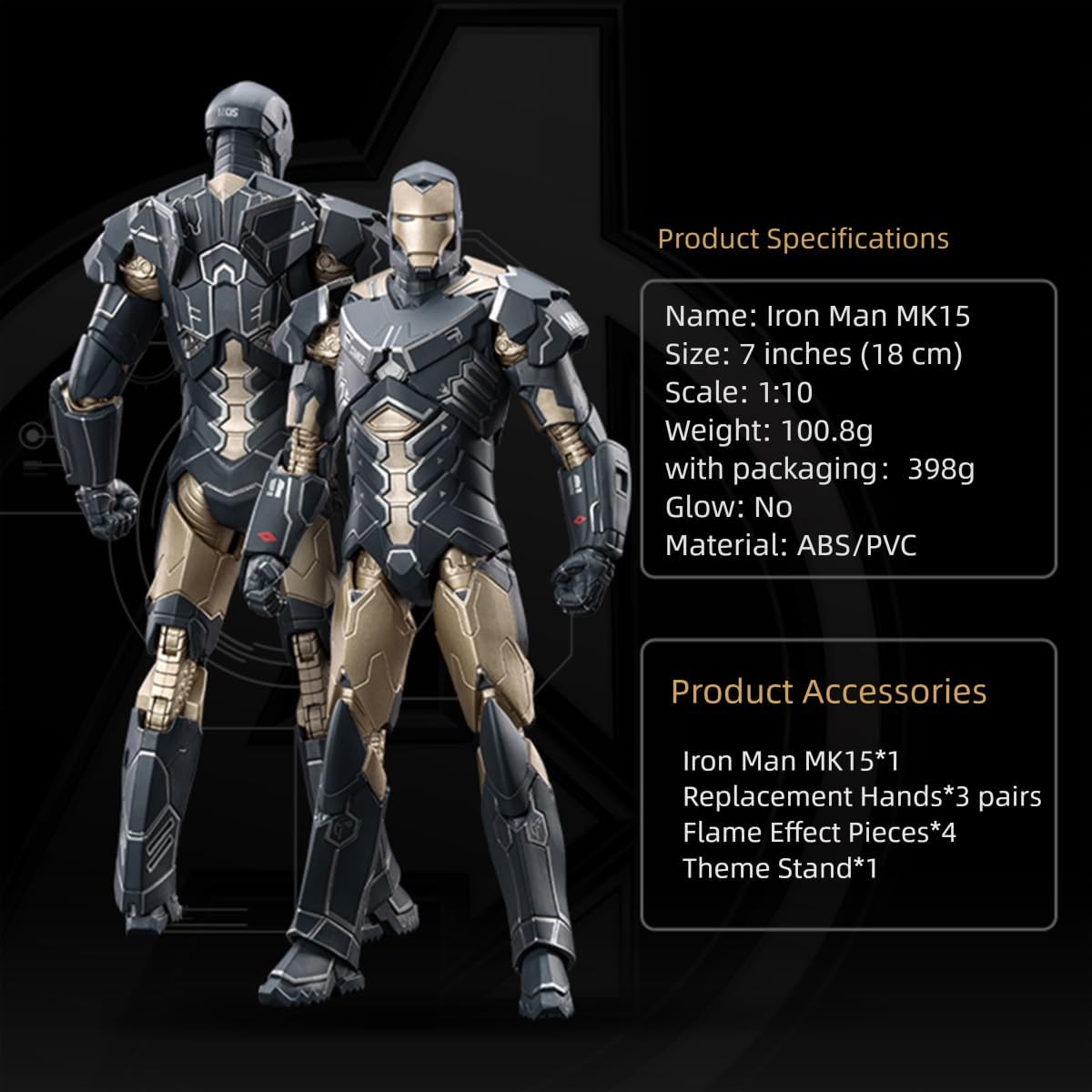 HiPlay ZD Toys Non-Light-Up Edition 1906-15 Iron Hero MK15 1/10 Action Figure