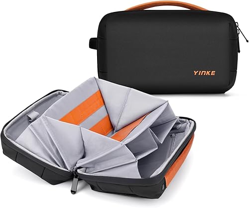 Yinke Funda para organizador de cables de viaje, bolsa de transporte para accesorios electrónicos, portátil, impermeable, doble capa, bolsa de