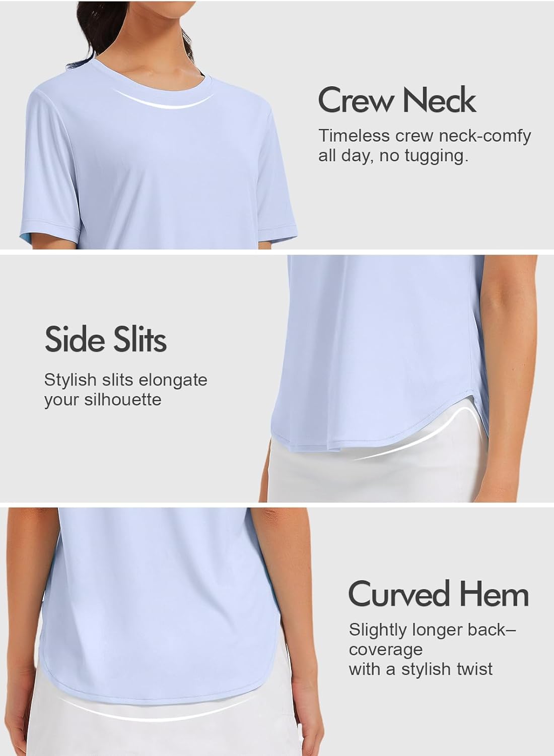 Hiverlay Workout Tops for Women UPF 50+ Short Sleeve Athletic Shirts with Side Slits - Image 4