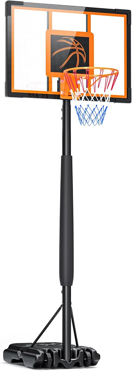 Adjustable Basketball Hoop and Goal, Outdoor Portable Basketball Hoop with Shatterproof Backboard System for Youth, Kids, Teenagers and Adults in Backyard, Driveway, Indoor, Outdoor