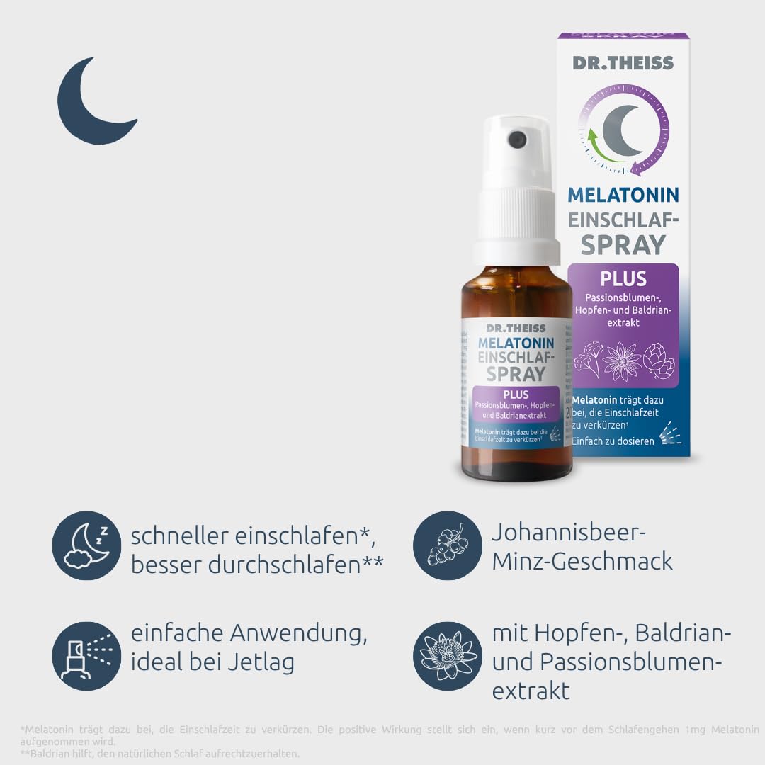 Dr. Theiss Schlaf & Entspannungs-Bundle – Melatonin Einschlafspray + Innere Ruhe Tabletten – Natürlich einschlafen und innere Balance bei Stress, Unruhe & nervösen Phasen