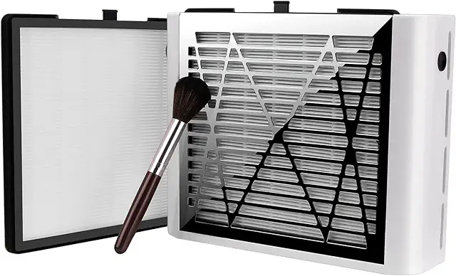 BRANTMAKER Nail Dust Collector with Brush & Filters - 60W Vacuum Fan for Acrylic Nails, White