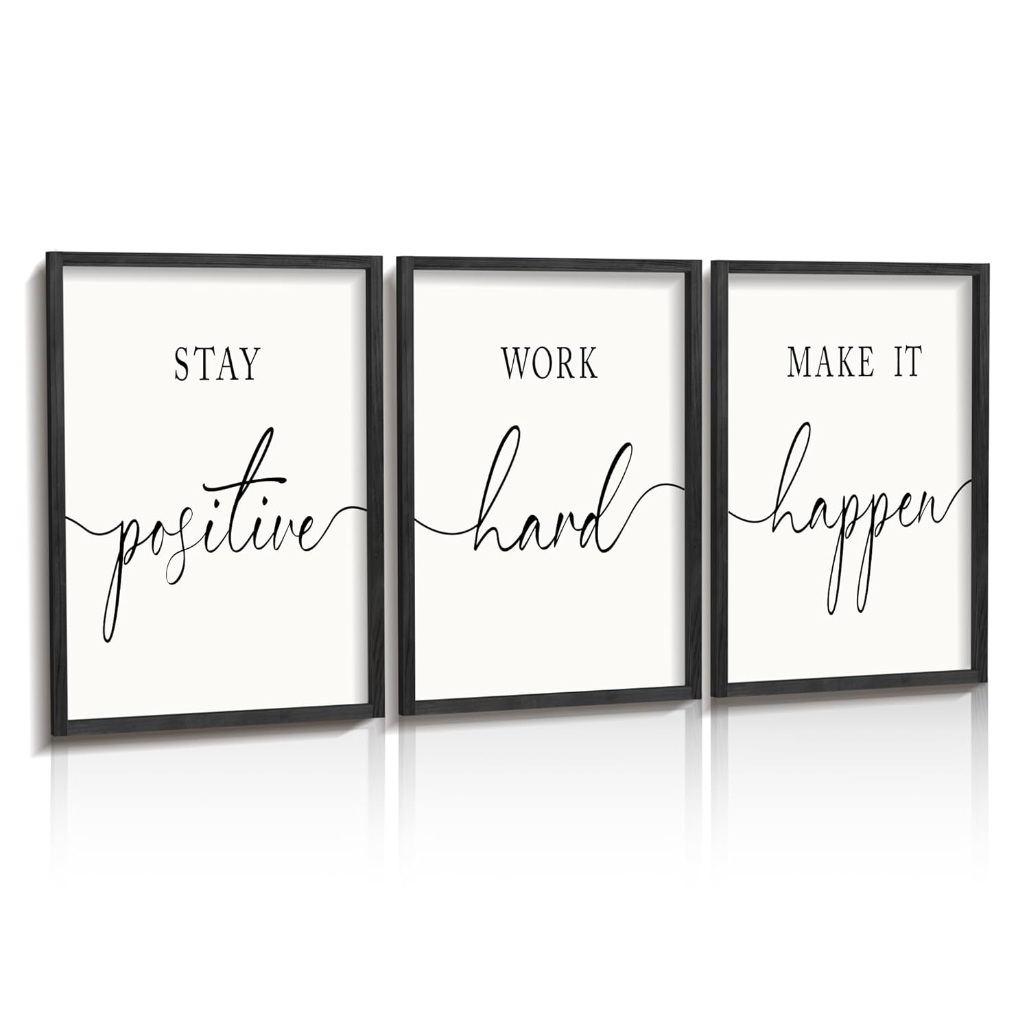 Heiple Motivational Wall Art 11x14 Framed Wooden Inspirational Office Wall Decor for Men Picture Poster Positive Work Hard