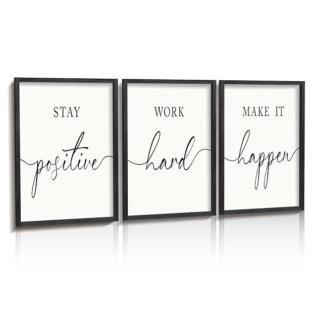 Heiple Motivational Wall Art 11x14 Framed Wooden Inspirational Office Wall Decor for Men Picture Poster Positive Work Hard