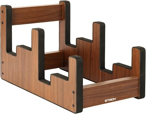 STRICH Wooden Guitar Stand for Multiple Guitars, 2-Holder, Front Display Space-Saving Floor Guitar Rack for Home, Studio, Stage, Walnut Color, L-2AW (For 2 Acoustic) - 7