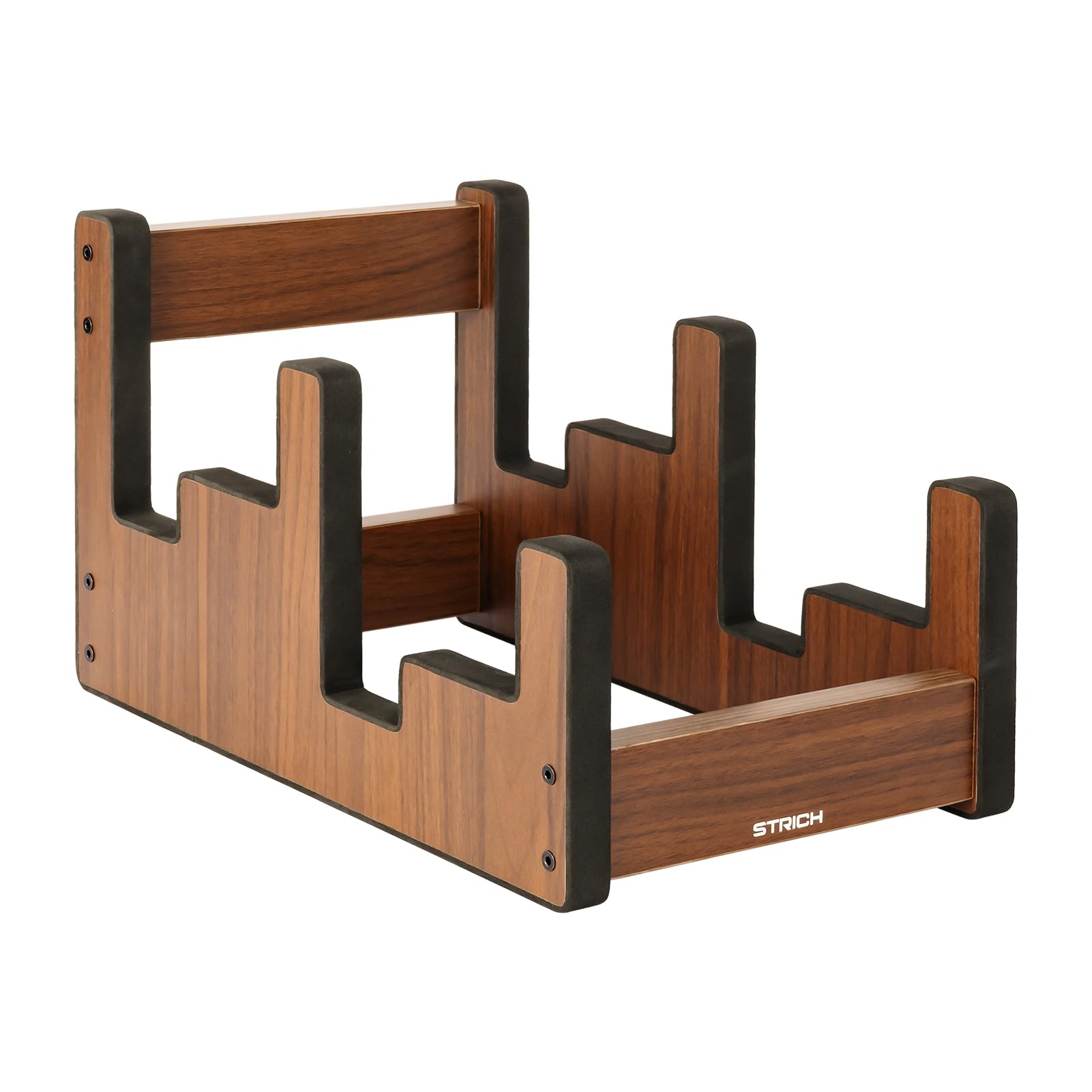 STRICH L-2AW Support de guitare en bois pour plusieurs guitares, 2 supports, affichage frontal, gain de place, pour la maison, le studio, la scène, couleur noyer, L-2AW (pour 2 acoustiques)