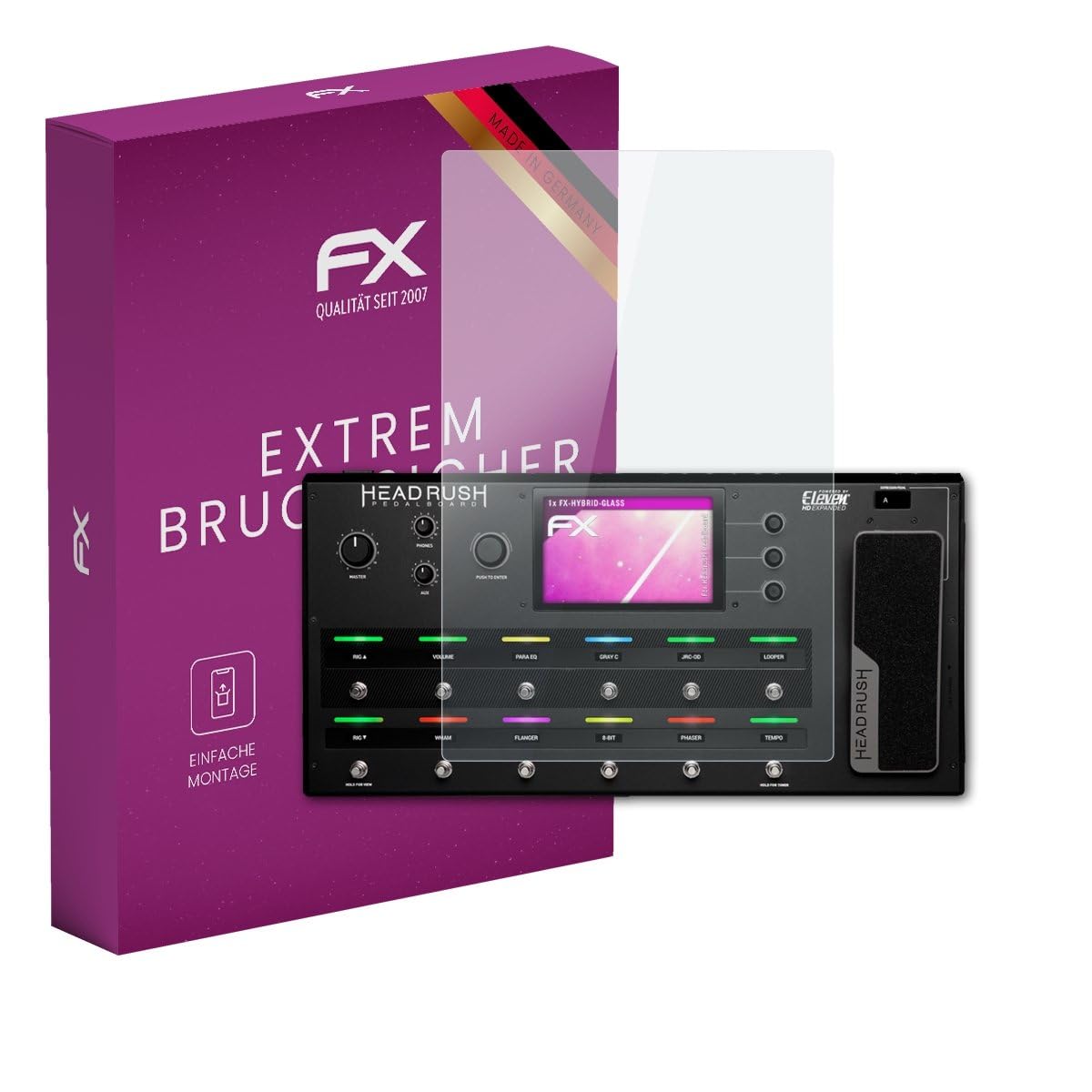 atFoliX Plastic Glass Protective Film compatible with Headrush Pedalboard Glass Protector, 9H Hybrid-Glass FX Screen Protector