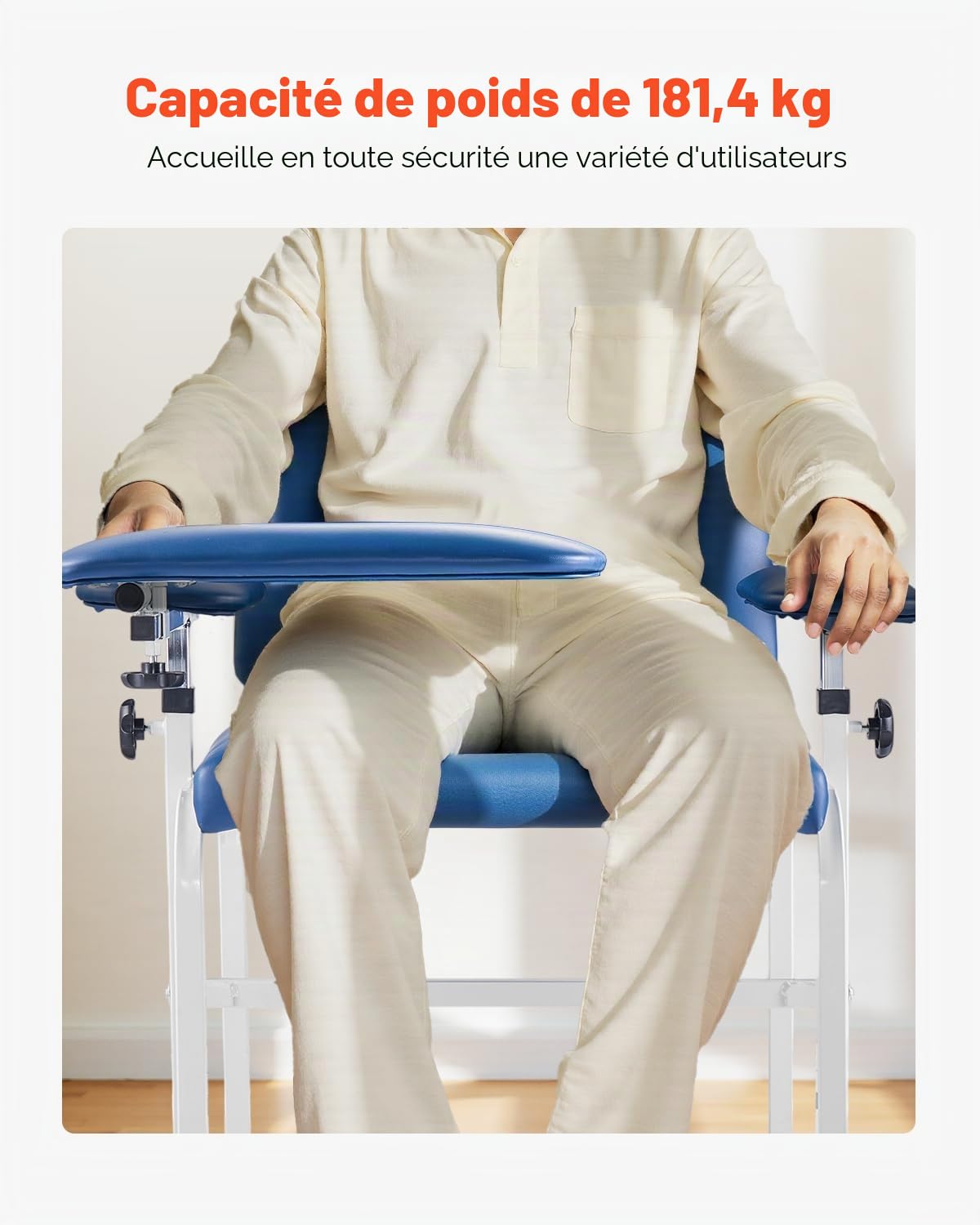 VEVOR Fauteuil de Phlébotomie, Fauteuil de Prélèvement Sanguin Médical, avec Accoudoirs Réglables, Pose-poignet Rabattable, 181 kg, Siège Rembourré, Cuir PVC, pour Hôpitaux, Laboratoires, Cliniques