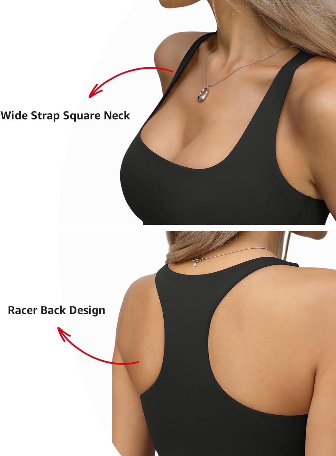 EasyGala Womens Padded Double Lined Tank Tops Square Neck Racerback Built in Bra Tops Sleeveless Fitted Summer Clothes - Image 4