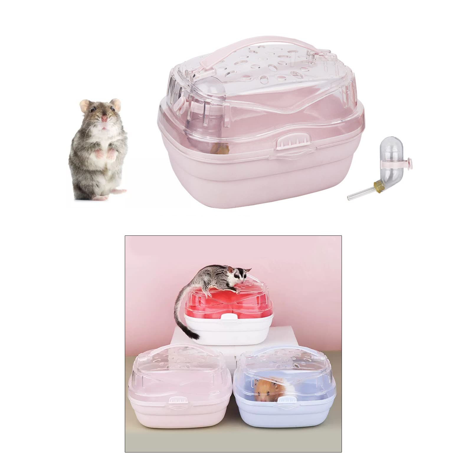 FGDTREE Handheld for Small Pet Ventilable Transparent-Carry Cage Portable Carriers for Hamsters Small Animal Travel-Case Pet Carry Box Pet Box