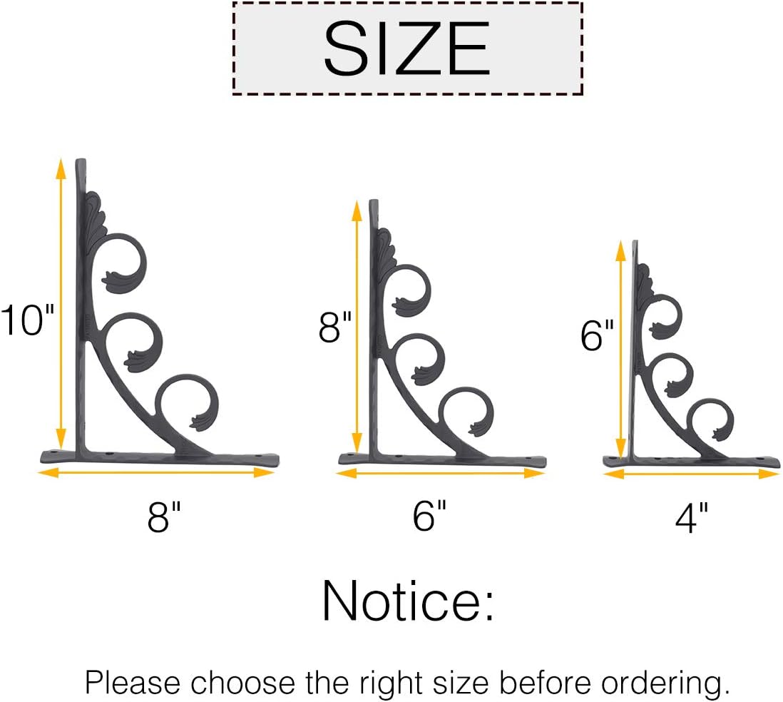 OVOV 6 Pack Decorative Shelf Brackets Wall Mounted Shelving Brackets L Corner Shelf Support Decor for Farmhouse