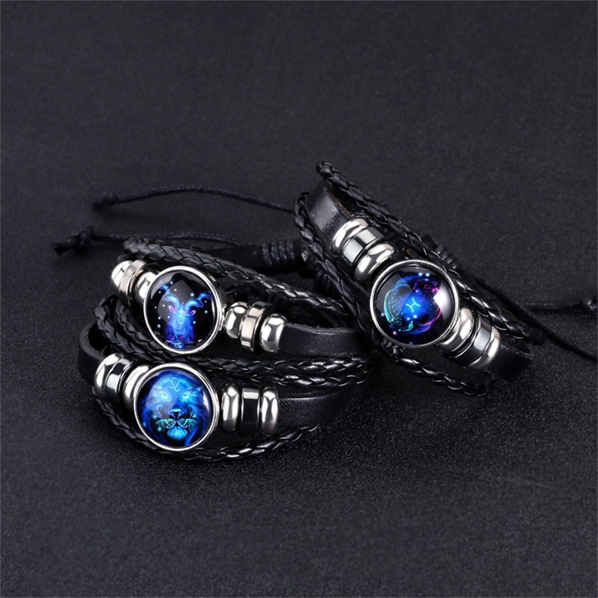 2Pcs Twelve Zodiac Leather Bracelet - Adjustable Zodiac Jewelry Accessory - Image 5