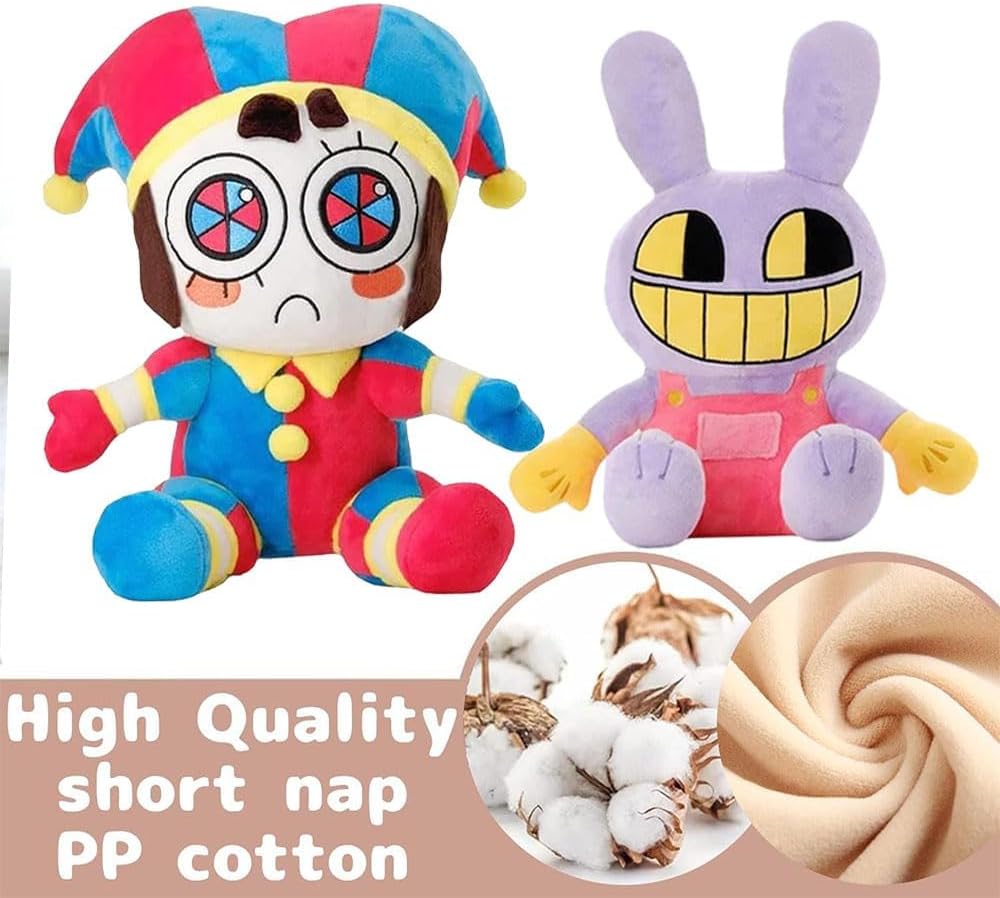 Jax and Pomni Plush,Horror Cute Stuffed Plushies Doll Toys, Jax and Pomni Plush for Birthday Christmas, Kids and Adults Choice (2pcs)